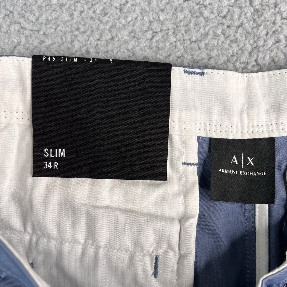 AX Armani Exchange Pants Chino Mens 34X32 Blue Slim Fit Lightweight Stretch NEW - Picture 15 of 16